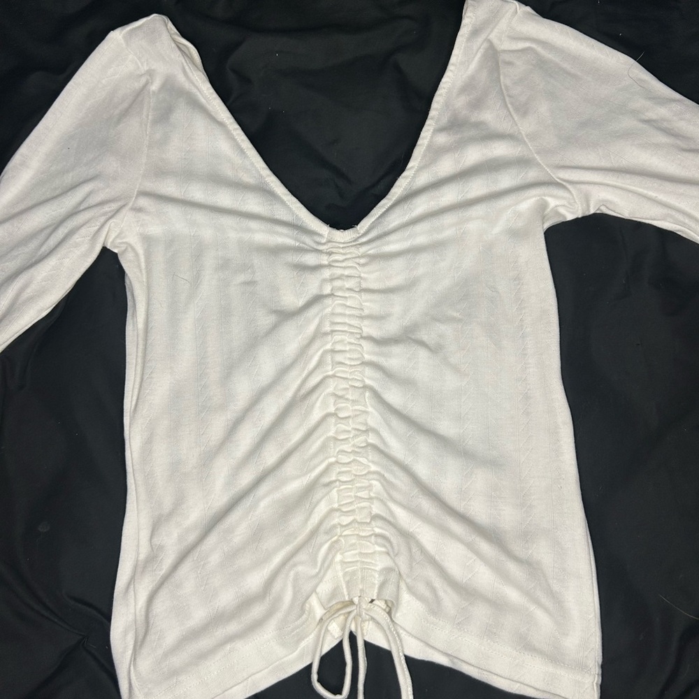 Elegant White Ruched Women's Top